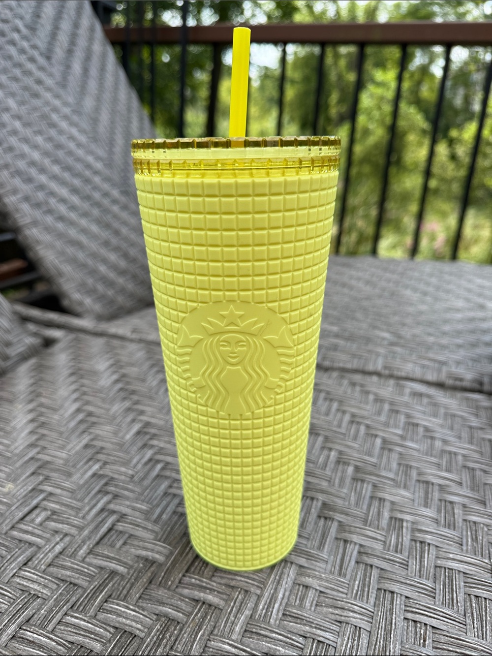 Starbucks Neon Yellow Studded Cold Cup with Straw never use